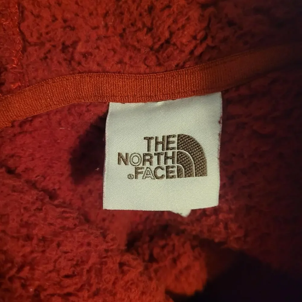 The North Face Jacket Medium Red Fleece Hooded Quarter Zip Anorak Campshire